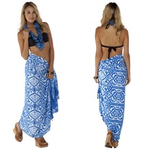 Abstract Pattern Tribal Sarong in Light Blue