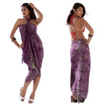 Abstract Swirl Pattern Sarong in Purple