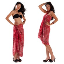 Abstract Scrolls Sarong in Red
