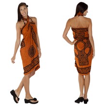 Celtic Sarong, "Celtic Cross 2" Burnt Orange