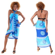 Abstract Tiki Sarong in Blues