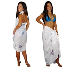 Sequined / Embroidered / Butterfly Sarong "White" - BTRFLY-5