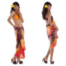Embroidered Tie Dye Sarong in Orange/Brown