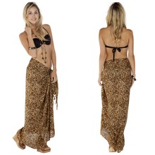 Feline Print Sarong in Brown/Tan