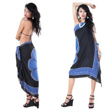 Lotus Floral Sarong in Blue/Black