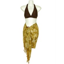 Tan / White Butterfly Half Sarong (Batik)