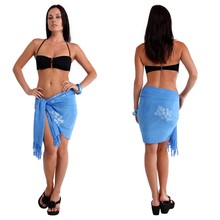 Hibiscus Half Sarong in Light Blue