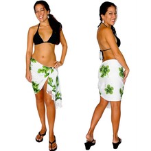 Hibiscus Half Sarong "Green / White"