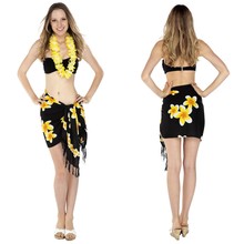 Plumeria Mini Sarong "Yellow / Black"
