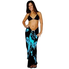 Hibiscus Sarong in Aqua Blue / Black