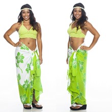 Hibiscus Sarong in Lime Green / White