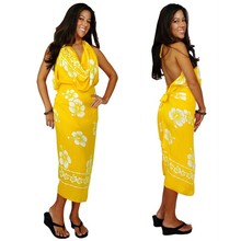 Hibiscus Flower Sarong in Yellow/White
