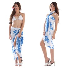 Hibiscus Sarong in White/Blue