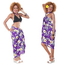 Vivid Hibiscus Flower Sarong in Purple