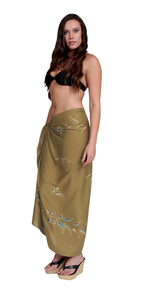 Hand Painted Sarong Floral "Tempting Tan"