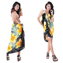Hawaiian Floral Sarong in Yellow/Black