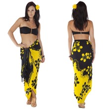 Plumeria Sarong in Yellow and Black