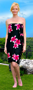 Plumeria Sarong in Pink / Black