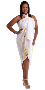 PLUS Sized Sarong Bamboo in White FRINGELESS